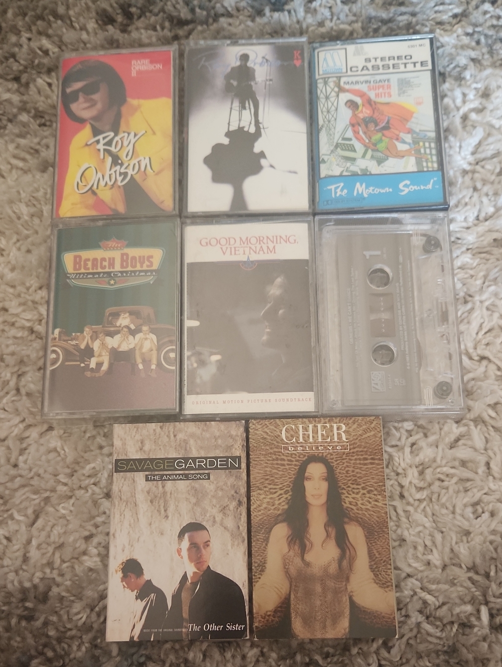 Vintage Cassette Tape Lot Roy Orbison Marvin Gaye Beach Boys Genesis Cher